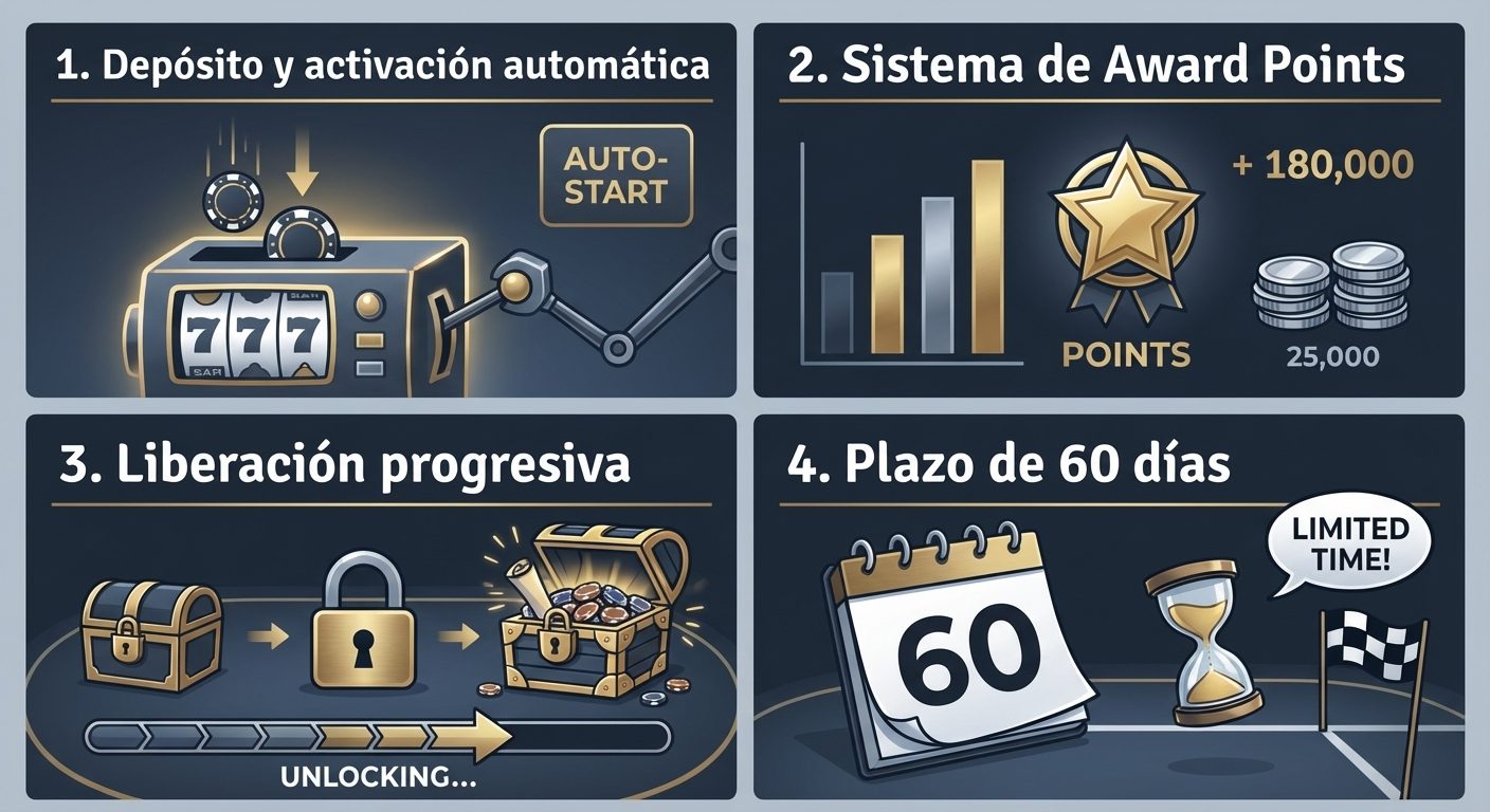 Bônus de boas-vindas PokerKing: ativação automática, pontos, liberação progressiva e limite de 60 dias.