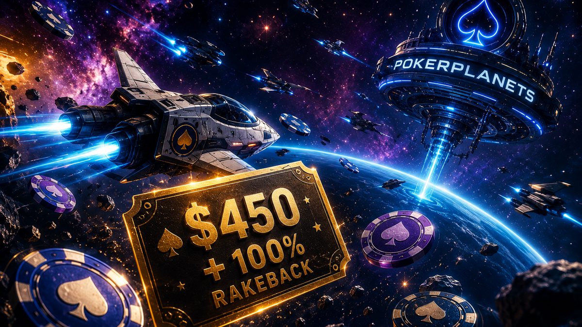 Raid estelar PokerPlanets: naves, fichas y estación con $450 + 100% Rakeback.