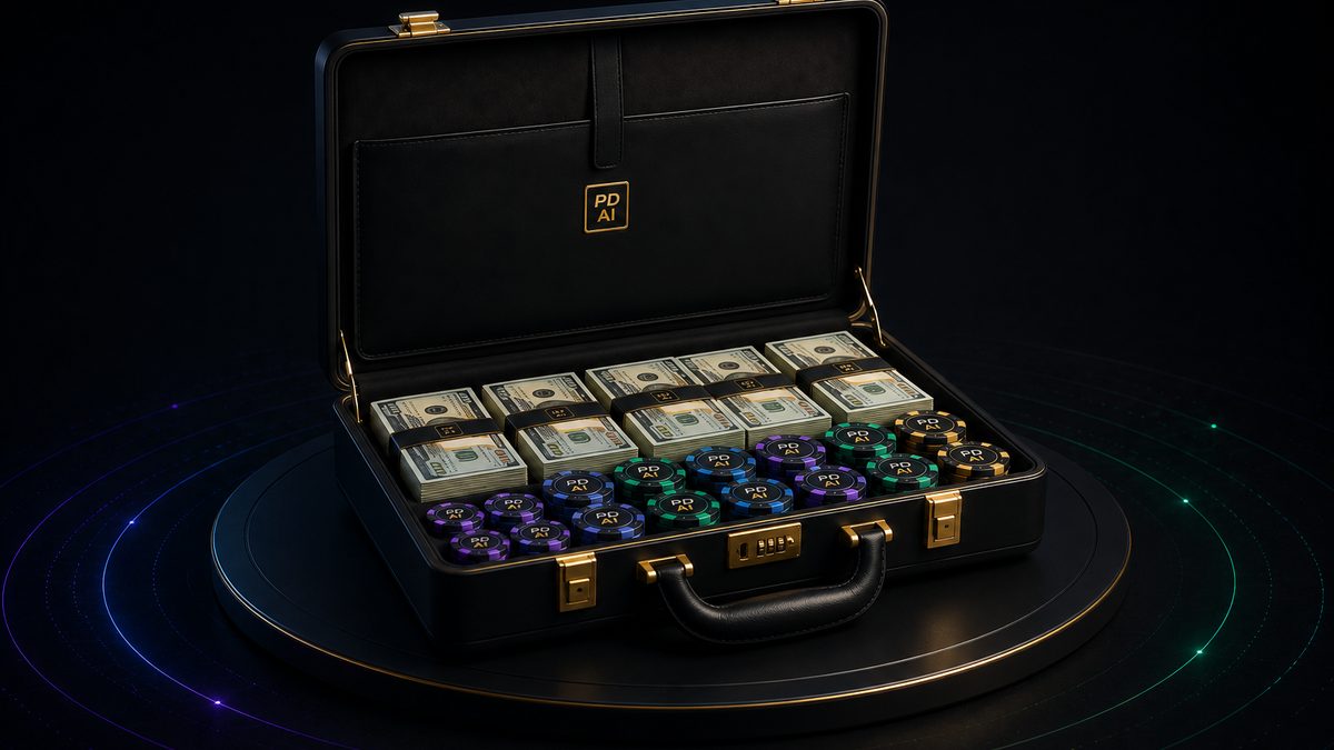 Maleta de dinheiro luxuosa mostrando a fase in the money do MTT