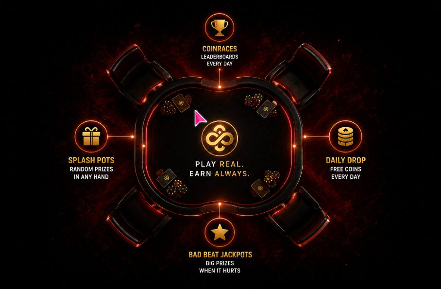 CoinRewards de CoinPoker: promociones y premios en mesa de póker. Gana rakeback con CoinRaces, Drops y Jackpots.