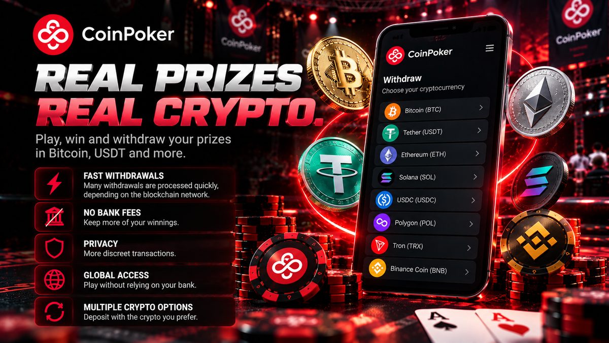CoinPoker: Juega, gana y retira premios en Bitcoin, USDT y otras criptomonedas. App móvil de torneos crypto.