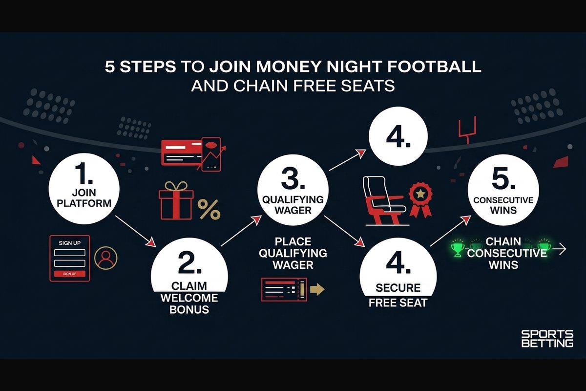 Los cinco pasos para participar en Money Night Football y conseguir plazas gratuitas en Sportsbetting.ag